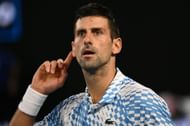 Novak Djokovic pictured at the 2023 Australian Open - Day 12.